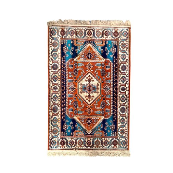 Rug Vintage Traditional Turkish Style Hand Made Geometric Design Boho Decor - Picture 1 of 6